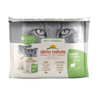 Almo Nature Holistic Anti Hairball - Mix: 12 x 70 g s kuřecím & s hovězím