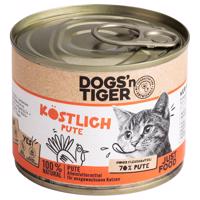 Dogs'n Tiger Adult Cat 12 × 200 g - výhodné balení - lahodné krůtí