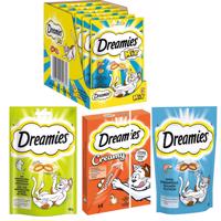 Dreamies Cat pochoutka, 6 x 60 g + Creamy snacks, 12x10g  - 15 % sleva - pochoutka s lososem (2 x 60 g) + pochoutka s tuňákem (2 x 60 g) + Mix pochoutka  losos & sýr (2 x 60 g) + Creamy Snacks kuřecí (12 x 10 g)