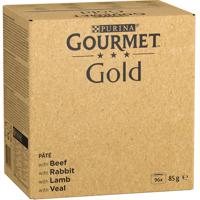 Gourmet Gold konzervičky, 96 x 85 g - 10 % sleva - Vydatná pěna: hovězí, králík, jehněčí, telecí