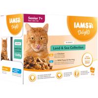 IAMS kapsičky, 48 x 85 g - 36 + 12 zdarma!  - Senior Delights Land & Sea Collection v omáčce