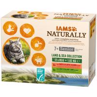 IAMS kapsičky, 48 x 85 g - 36 + 12 zdarma!  - Senior Naturally Land & Sea Collection