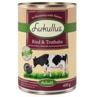 Lukullus Adult bez obilnin 6 x 400 g - hovězí & krůtí