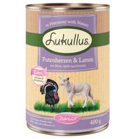 Lukullus Naturkost, 12 x 400 g - 10 + 2 zdarma - Junior krůtí srdce & jehněčí