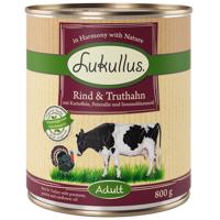 Lukullus Naturkost Adult bez obilnin 6 x 800 g - hovězí & krůtí