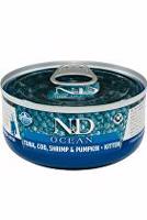 N&D CAT OCEAN Kitten Tuna & Cod & Shrimp & Pumpkin 70g + Množstevní sleva 1+1 zdarma