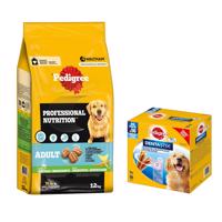 Pedigree Professional Nutrition 12kg + Dentastix Large 56ks - 15% sleva -  Adult s drůbežím a zeleninou 12 kg + Dentastix každodenní péče o zuby Large, 56 ks - pro velké psy (>25 kg)