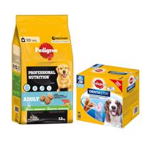 Pedigree Professional Nutrition 12kg + Dentastix Medium 56ks - 15% sleva -  Adult s hovězím a zeleninou 12 kg + Dentastix každodenní péče o zuby Medium, 56 ks - pro středně velké psy (10-25 kg)