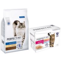 Perfect Fit granule, 7 kg + 48 x 85 g Mixpack kapsičky - 15 % sleva - Indoor 1+ kuřecí 7 kg + Mixpack 48 x 85 g