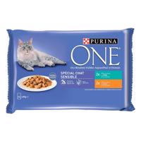 Purina ONE 4 x 85 g - Sensitive kuřecí a tuňák