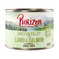 Purizon konzervy, 6 x 200 / 6 x 400 g za skvělou cenu!  - Adult - bezobilné kuřecí filet s lososem a jehněčím (6 x 200 g)