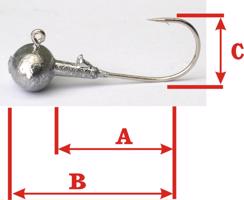 Rybářské jigy VMC s nálitkem Variant: 11,0g/háčik 3/0, A3cm, B4,5cm, C1,5cm