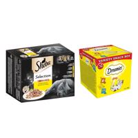 Sheba, 48 x 85 g + Dreamies 12 x 60 g - 15 % sleva - Selection v omáčce Drůbeží variace