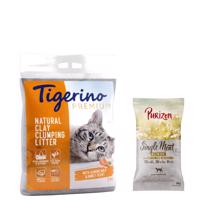 Tigerino Premium 2 x 12 kg + Purizon Single Meat kuřecí s květy heřmánku  - Premium (Canada Style) - Almond Milk & Honey 2 x 12 kg + Single Meat kuřecí s květy heřmánku 100g