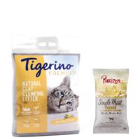 Tigerino Premium 2 x 12 kg + Purizon Single Meat kuřecí s květy heřmánku  - Premium - Vanilla 2 x 12 kg + Single Meat kuřecí s květy heřmánku 100g