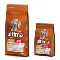 Ultima, 13 kg + 2 kg zdarma - Medium / Maxi Senior s kuřecím 13 kg+ 2 kg