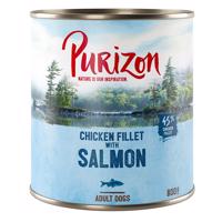 Výhodné balení Purizon Adult - bez obilovin 12 x 800 g  - Losos se špenátem a kokosem