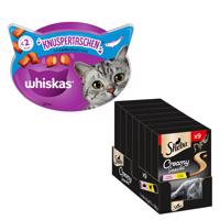 Whiskas křupavé taštičky 2 x 180g + Sheba Creamy Snacks 9 x 12g - 15% sleva - Křupavé taštičky Losos (2 x 180 g) + Creamy Snacks Kuřecí a losos (9 x 12 g)