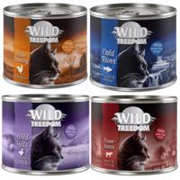 Wild Freedom Adult - míchané balení na zkoušku - 6 x 200 g ( 2 x kuřecí, 2 x treska, hovězí, kachní)