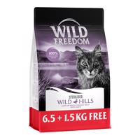 Wild Freedom granule - 6,5 kg + 1,5 kg zdarma - Adult "Wild Hills" Sterilised kachní - bez obilovin