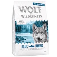 Wolf of Wilderness, 2 x 1 kg - 20 % sleva - Adult „Blue River“ – kuře z volného chovu a losos